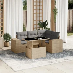 MAISON EXCLUSIVE - Salon de jardin avec coussins 5 pcs beige résine tressée