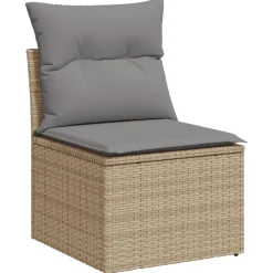 MAISON EXCLUSIVE - Salon de jardin avec coussins 8 pcs beige résine tressée