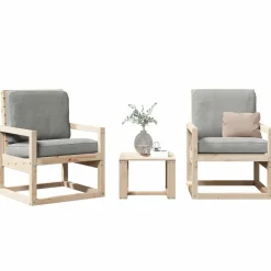 MAISON EXCLUSIVE - Salon de jardin 3 pcs bois massif de pin