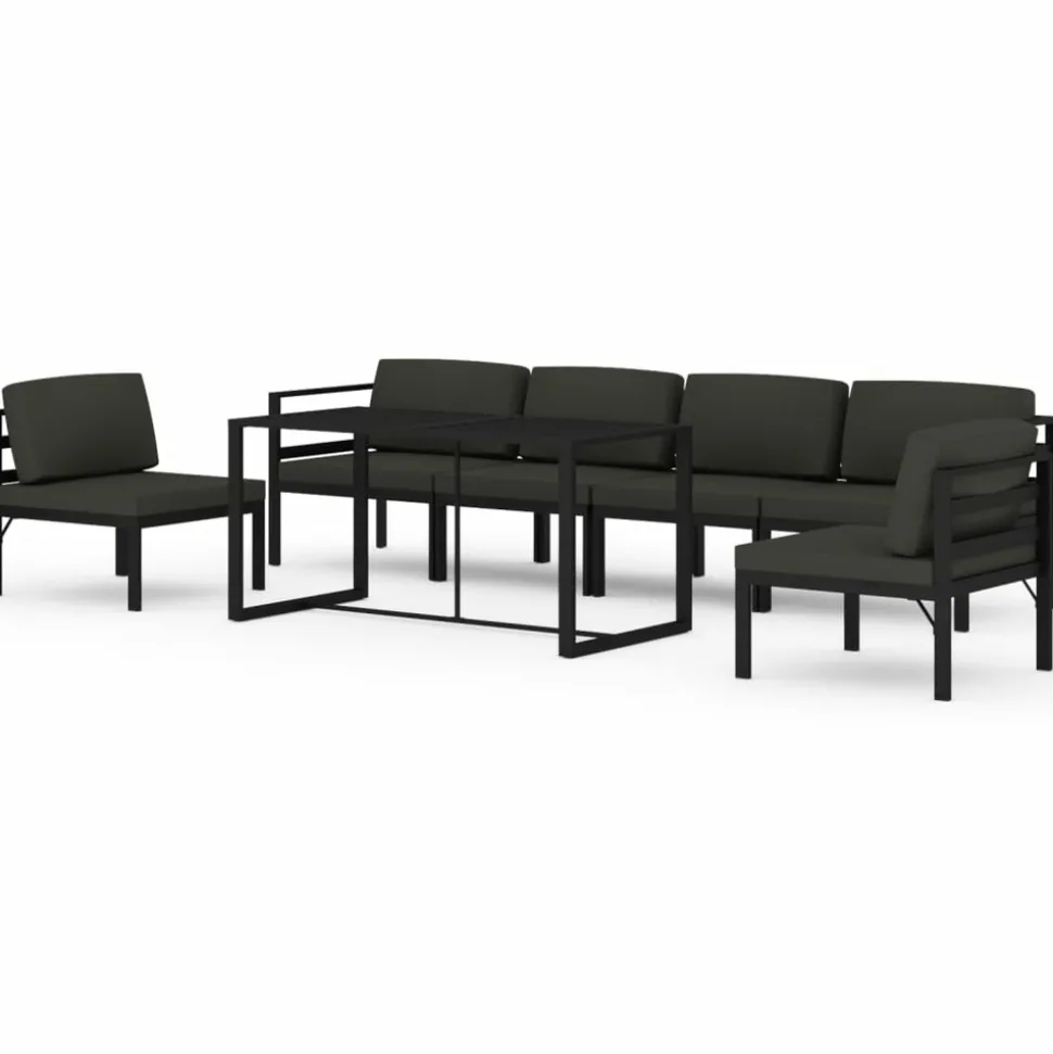 MAISON EXCLUSIVE - Salon de jardin 7 pcs avec coussins aluminium anthracite