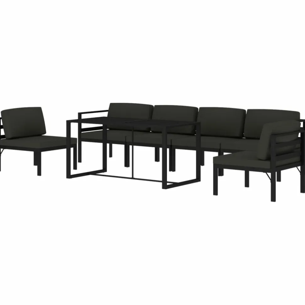 MAISON EXCLUSIVE - Salon de jardin 7 pcs avec coussins aluminium anthracite