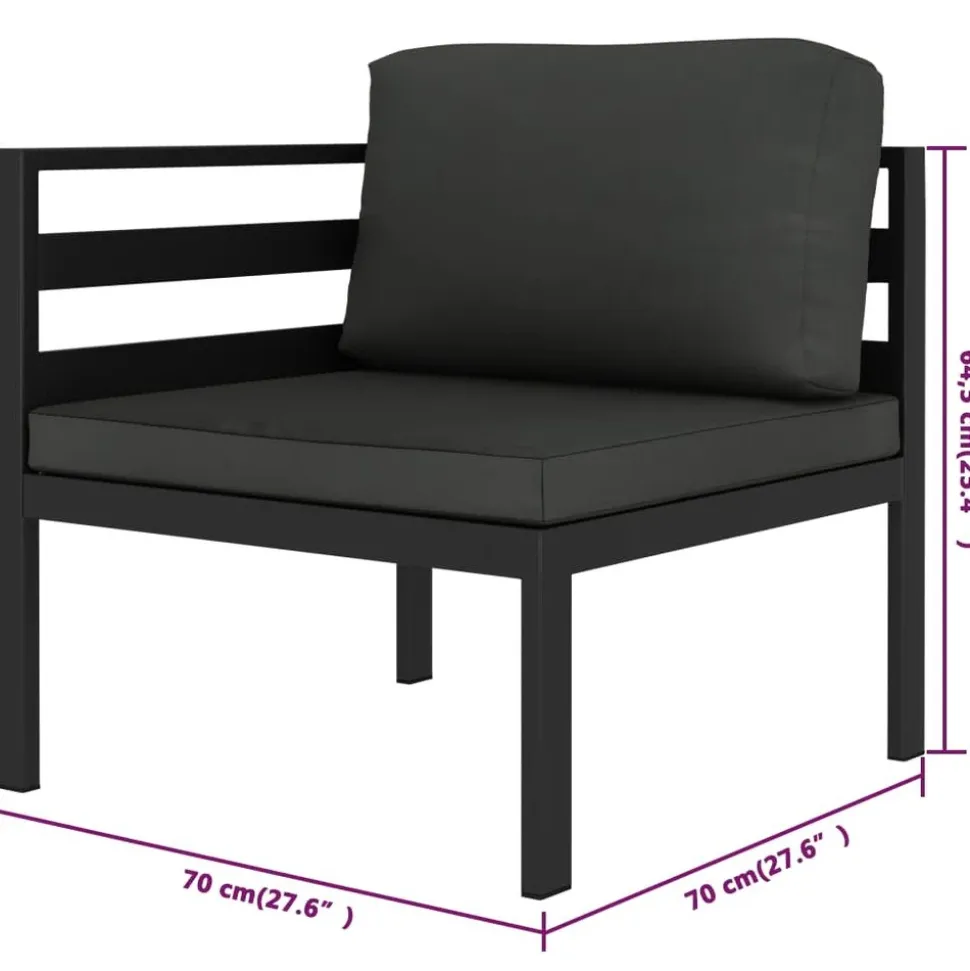 MAISON EXCLUSIVE - Salon de jardin 7 pcs avec coussins aluminium anthracite