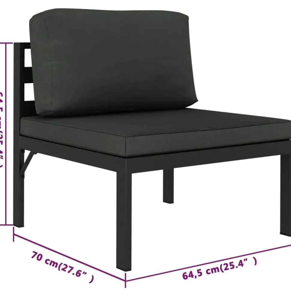 MAISON EXCLUSIVE - Salon de jardin 7 pcs avec coussins aluminium anthracite