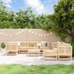MAISON EXCLUSIVE - Salon de jardin 10 pcs avec coussins bois massif