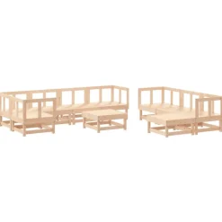 MAISON EXCLUSIVE - Salon de jardin 10 pcs avec coussins bois massif