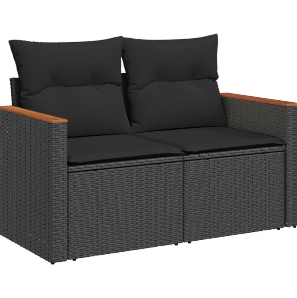 MAISON EXCLUSIVE - Salon de jardin 11 pcs avec coussins noir résine tressée