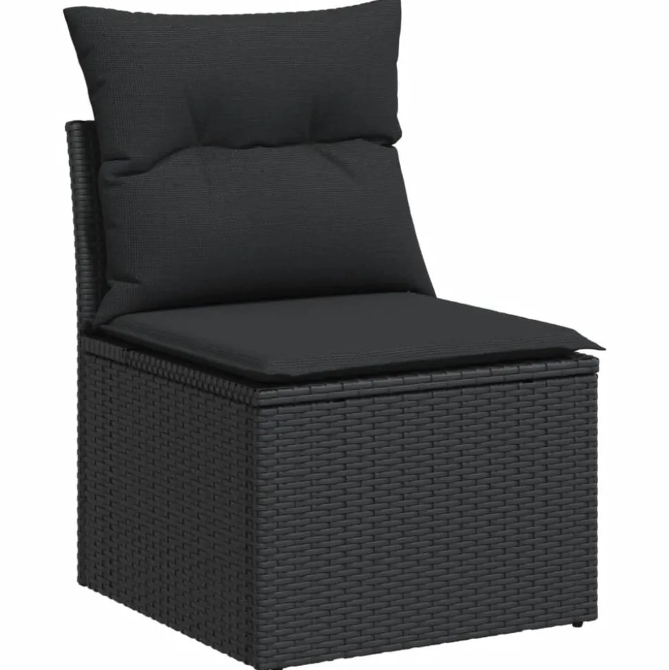 MAISON EXCLUSIVE - Salon de jardin 11 pcs avec coussins noir résine tressée