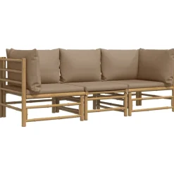 MAISON EXCLUSIVE - Salon de jardin 3 pcs avec coussins taupe bambou