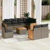 MAISON EXCLUSIVE - Salon de jardin 9 pcs avec coussins gris résine tressée