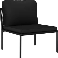 MAISON EXCLUSIVE - Salon de jardin 5 pcs avec coussins noir pvc