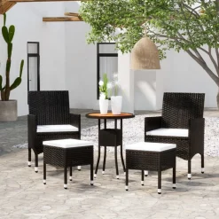 MAISON EXCLUSIVE - Salon de jardin 5 pcs résine tressée noir