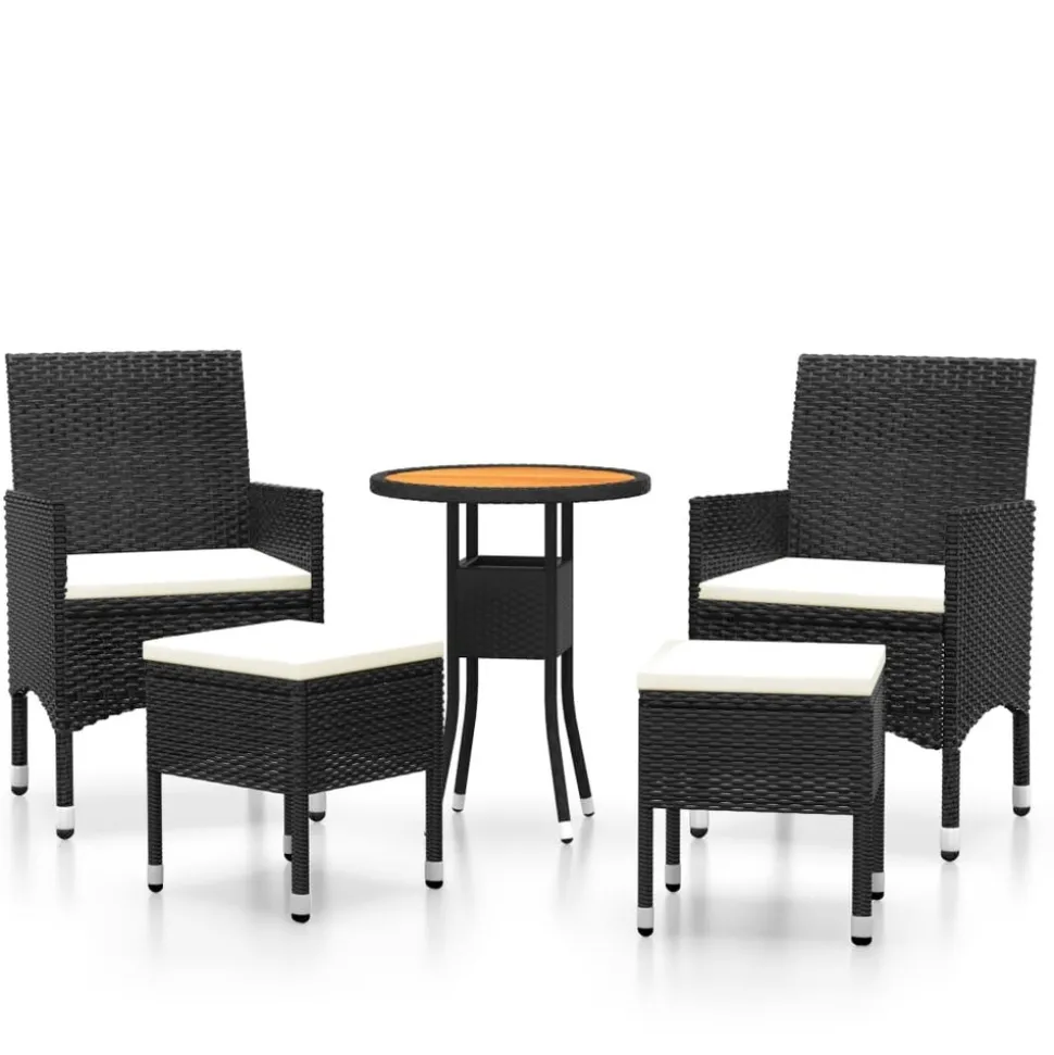 MAISON EXCLUSIVE - Salon de jardin 5 pcs résine tressée noir