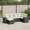 MAISON EXCLUSIVE - Salon de jardin 6 pcs avec coussins noir résine tressée