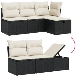 MAISON EXCLUSIVE - Salon de jardin 6 pcs avec coussins noir résine tressée