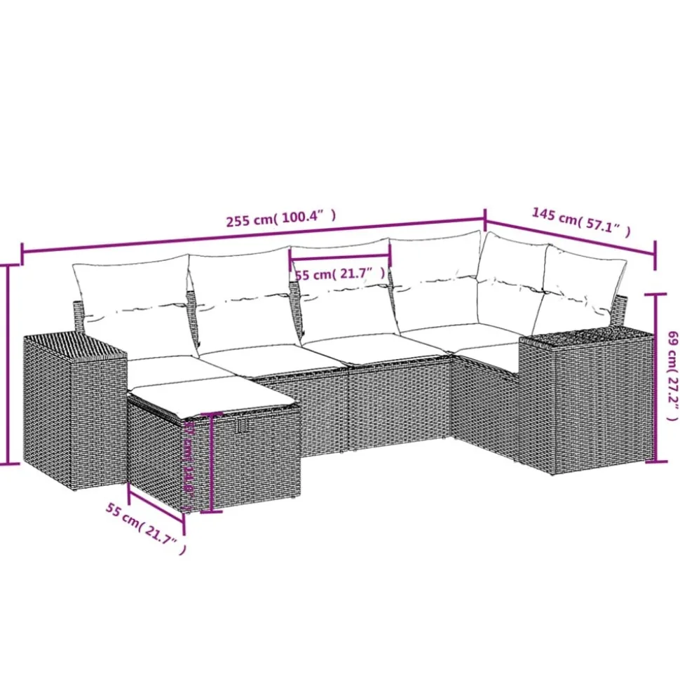 MAISON EXCLUSIVE - Salon de jardin 6 pcs avec coussins noir résine tressée