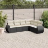 MAISON EXCLUSIVE - Salon de jardin 6 pcs avec coussins noir résine tressée