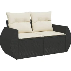 MAISON EXCLUSIVE - Salon de jardin 6 pcs avec coussins noir résine tressée