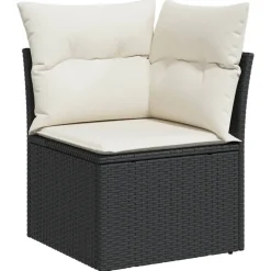 MAISON EXCLUSIVE - Salon de jardin 6 pcs avec coussins noir résine tressée