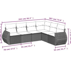MAISON EXCLUSIVE - Salon de jardin 6 pcs avec coussins noir résine tressée
