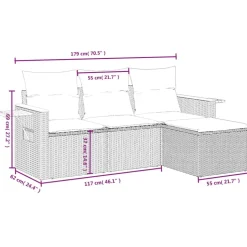 MAISON EXCLUSIVE - Salon de jardin avec coussins 4 pcs beige résine tressée