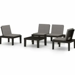 MAISON EXCLUSIVE - Salon de jardin 4 pcs avec coussins plastique gris