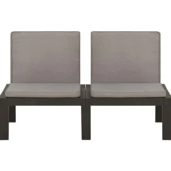 MAISON EXCLUSIVE - Salon de jardin 4 pcs avec coussins plastique gris