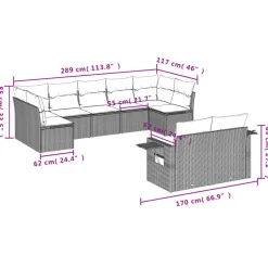 MAISON EXCLUSIVE - Salon de jardin avec coussins 9 pcs marron résine tressée