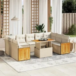 MAISON EXCLUSIVE - Salon de jardin avec coussins 10 pcs beige résine tressée