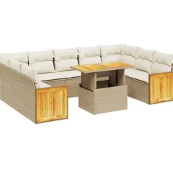 MAISON EXCLUSIVE - Salon de jardin avec coussins 10 pcs beige résine tressée
