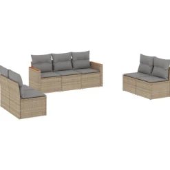 MAISON EXCLUSIVE - Salon de jardin avec coussins 7 pcs beige résine tressée