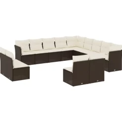 MAISON EXCLUSIVE - Salon de jardin avec coussins 13 pcs marron résine tressée