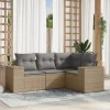 MAISON EXCLUSIVE - Salon de jardin avec coussins 4 pcs beige résine tressée