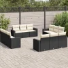 MAISON EXCLUSIVE - Salon de jardin 12 pcs avec coussins noir résine tressée