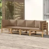 MAISON EXCLUSIVE - Salon de jardin 4 pcs avec coussins taupe bambou