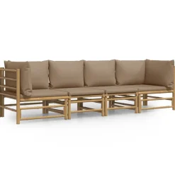 MAISON EXCLUSIVE - Salon de jardin 4 pcs avec coussins taupe bambou