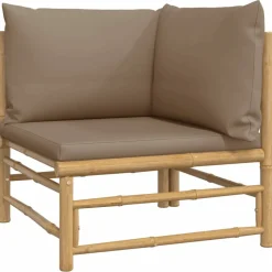 MAISON EXCLUSIVE - Salon de jardin 4 pcs avec coussins taupe bambou