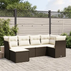 MAISON EXCLUSIVE - Salon de jardin avec coussins 6 pcs marron résine tressée
