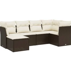 MAISON EXCLUSIVE - Salon de jardin avec coussins 6 pcs marron résine tressée