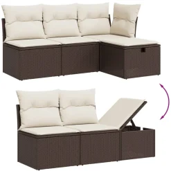 MAISON EXCLUSIVE - Salon de jardin avec coussins 6 pcs marron résine tressée