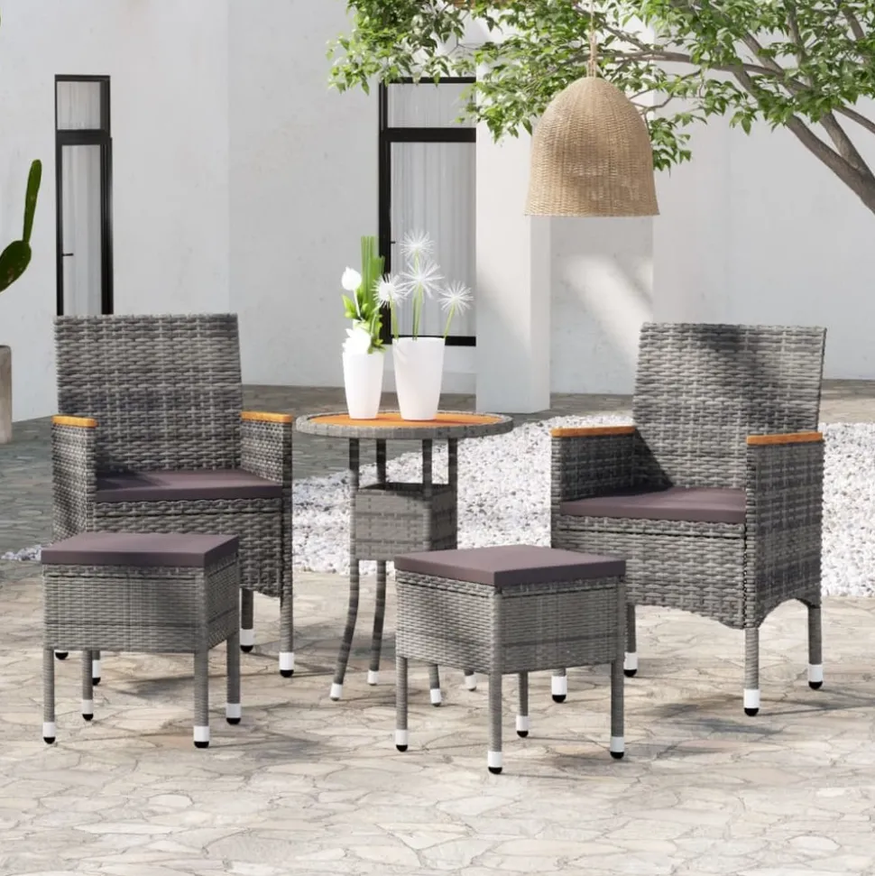 MAISON EXCLUSIVE - Salon de jardin 5 pcs résine tressée gris