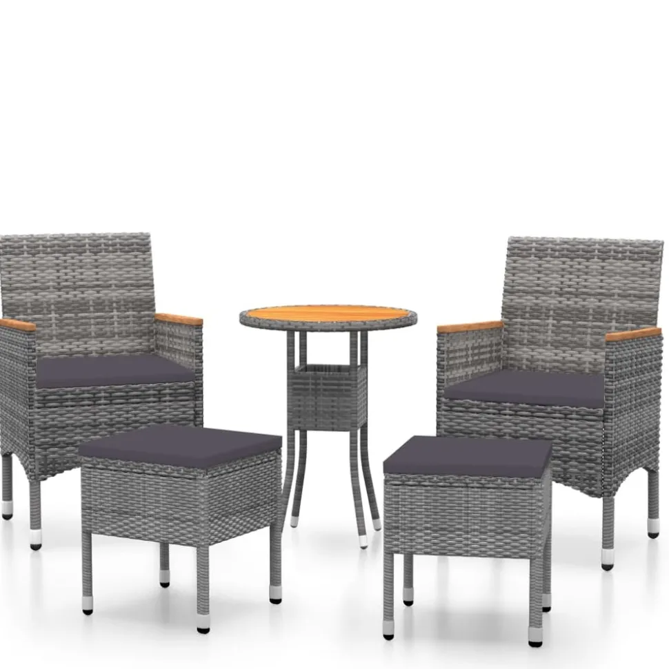 MAISON EXCLUSIVE - Salon de jardin 5 pcs résine tressée gris