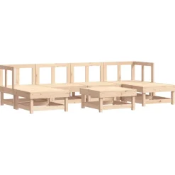 MAISON EXCLUSIVE - Salon de jardin 7 pcs avec coussins bois massif