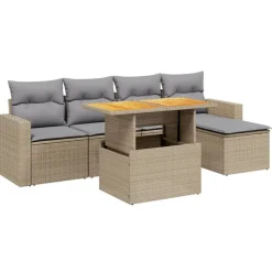 MAISON EXCLUSIVE - Salon de jardin avec coussins 6 pcs beige résine tressée