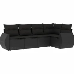 MAISON EXCLUSIVE - Salon de jardin 5 pcs avec coussins noir résine tressée