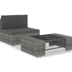 MAISON EXCLUSIVE - Salon de jardin 2 pcs résine tressée gris