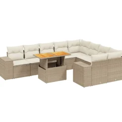 MAISON EXCLUSIVE - Salon de jardin avec coussins 10 pcs beige résine tressée