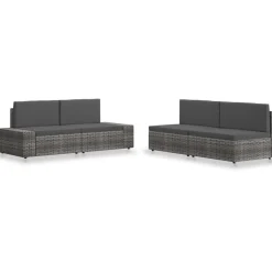 MAISON EXCLUSIVE - Salon de jardin 4 pcs résine tressée gris