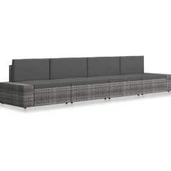 MAISON EXCLUSIVE - Salon de jardin 4 pcs résine tressée gris