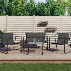 MAISON EXCLUSIVE - Salon de jardin avec coussins 4 pcs anthracite acier