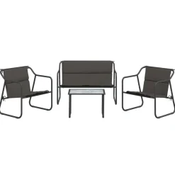 MAISON EXCLUSIVE - Salon de jardin avec coussins 4 pcs anthracite acier